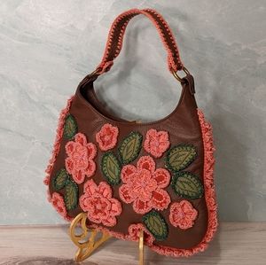 Isabella Fiore Beaded Leather Shoulder Bag